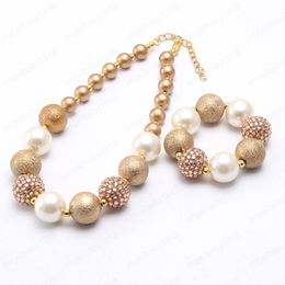 Baby girls chunky bubblegum necklace diy beaded bracelets for kids children fashion imitation pearl choker necklace gift