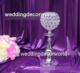 New sTall large crystal ball Wedding Candelabras with Crystal Pendant Gold Silver Plated Candle Holder Table Centrepiece Decoration decor516