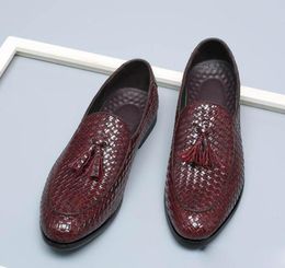 Nappine a motivi per tessitura di alta qualità Oxfords abito maschile scarpe formali per uomini piatti taglie forti per matrimoni spedizione gratuita a