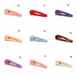 Hair BB Clip Snap Barrettes Accessories Acrylic Hairpin Women Girls Acetic Acid Leopard Print Rectangle Waterdrop Hairgrip 50pcs FJ901