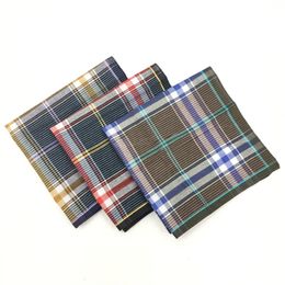 Men's Cotton Handkerchief 40x40CM Dark Men's Handkerchief Cotton Small Color Handkerchief Plaid Square Towel