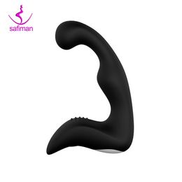 Male "c" Prostate Massager Anal Vibrator Silicone 10 Modes Butt Plug Sex Toys For Men Masturbator Anal Toys For Adult SH190731