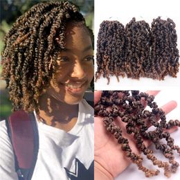 Pre-twisted 10 inch Short Curly Spring Twist Crochet Hair Synthetic Ombre Braiding Hair