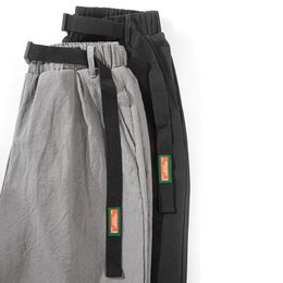 Sweatpants Yüksek Wasit İlkbahar Yaz Moda Cep Erkekler Slim Fit Ekose Düz Bacak Pantolon Rahat Kalem Joggingger Pantolon