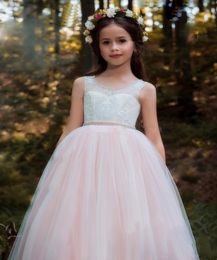 Jewel Ball Gown Lace Applique Beaded Open Back Cute Beautiful Wedding Dresses Flower Girl Dresses Pageant Dress