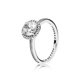 Temperament CZ diamond ring for Pandora 925 sterling silver round retro high quality ladies elegant ring with original box fashion items