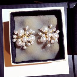 Wholesale-new ins fashion hot style designer luxury pearl flower stud earrings for woman girls S925 silver pin