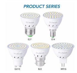 GU10 LED E27 Lamp E14 Spotlight Bulb 60 80leds lampara 220V bombillas led MR16 gu5.3 Lampada Spot light B22 5W LED Bulbs