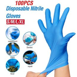 Stock High Quality100Pcs Disposable Nitrile Gloves Waterproof Allergy Free Latex Universal Kitchen/Dish Washing/Garden Gloves FS9518