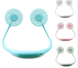 2020 New Hanging neck fan lazy portable mini sports fan with LED luminous Colour lamp fragrance USB Fan