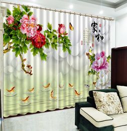 Custom 3D Curtain Home And Jiuyu Jixiang Jiaoyan Peony Living Room Bedroom Beautiful Practical Shade Curtains