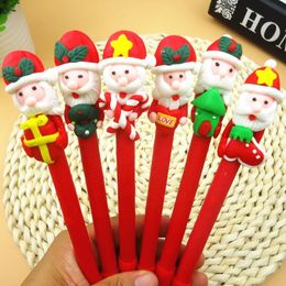 Coloffice 1PC Christmas Soft Pottery clay Ballpoint Pen Kawaii Old Man Snowman For Kids Gift Black Ink 0.5mm Pen School Office Supply