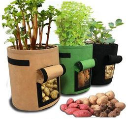 Non-woven Nursery Bags Plant Potato Grow Bag Felt Fabric Seedling Pot Reusable Vegetables Grow Pots Flower Seedling Bags LJJA2530-1