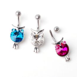YYJFF D0713-4 ( 3 colors ) Owl Lt.pink color style piercing body jewelry body piercing jewelry, belly ring , navel ring (10PCS/LOT) JFB-9200