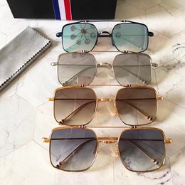 Fashion Designer Coating Mirror Metal Square Sunglasses THOM TBX909 high quality retro women steampunk Sunglass Women/Man UV400