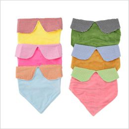 Baby Bibs Bandana Plaid Check Burp Cloths Cartoon Triangle Saliva Towels Cotton Fashion Feeding Scarves Waterproof Dribble Pinafore B7241