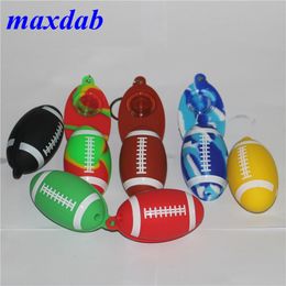 Top quality Silicone hand pipe rugby shape silicone tobacco pipe with glass bowl mini protable spoon pipe