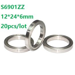 20pcs/lot Free shipping S6901ZZ S6901 ZZ Stainless Steel bearing 12*24*6mm Stainless Steel Deep Groove Ball Bearing 12x24x6mm