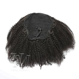 Indian Drawstring Ponytail Natural Black 4B Curly Weave 12 to 26 Inch 120g Human Hair No Tangle No Sheddin Unprocessed Elastic Band Tie