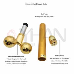 Electric Gold Facial Beauty Vibration Roller Massager Face Skin Care Stick Lifting Firming