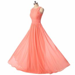 New Simple Jewel Long Bridesmaid Dresses Strapless Sleeveless Wedding Guest Dress Custom Made Floor-length Maid Of Honour Dress Chiffon