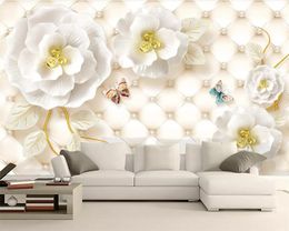 Beibehang Wallpaper 3D three-dimensional embossed jewelry rose jade carving TV background walls home decoration 3d wallpaper