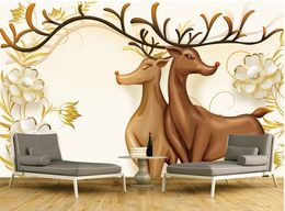 Fond d'écran 3D Living Room peints à la main Fulù doubles bijoux décoration intérieure exquis papier peint de bon augure