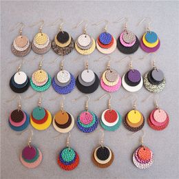 New Round 3 Layered Genuine Leather Earrings for Women Bohemian Fashion Jewellery for girls 25 designs
