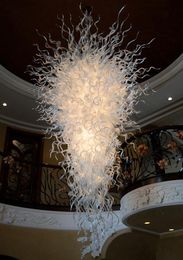 Lamps Elegant White Crystal Chandeliers LED Home Pendant Lighting Foyer Lobby Entrance Style Hand Blown Glass Hanging Chain Chandelier