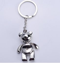 10cm Bear Keychains Lovely Zinc Alloy Animal Teddy Bear Key Chain Gift for Girl Key Rings Keyring Jewelry Pendant Bag Charms