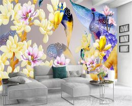 Custom 3d Landscape Wallpaper Beautiful Magnolia Flower Peacock Living Room Bedroom TV Background Wall Wallpaper
