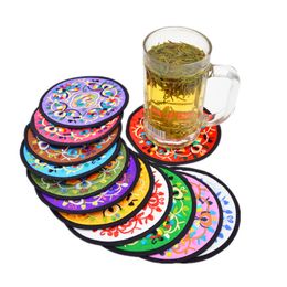 Embroidery Floral Pattern Coaster Heat Insulation Cup Teapot Mat Coffee Drinking Mug Pads Wholesale Retro Tableware Placemat