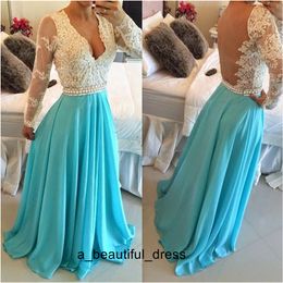 New Chiffon Sheer Prom Dresses Evening Formal Gowns Beaded Crystal Sequins Lace Pageant Dresses ED1254