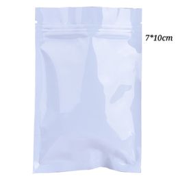 sample pouches Canada - 7x10cm 200pcs White Flat Glossy Zip Lock Package Bags Mini Gift Wrap Aluminum Foil Plastic Packing Bags Sample Pocket Pouch