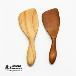 High Quality Wood Spatula With Oblique Handle Light & Dark Brown Short Pan Turner Cooking Tools Free Shipping