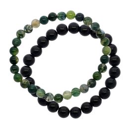Natural agate stone Jewellery dark green water grass agate stone beads bracelet retro natural Jewellery