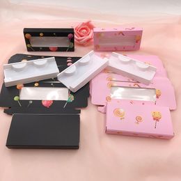 Lollipop box different Colours pretty black and pink box lashes box soft cardboard lashes custom private label packing