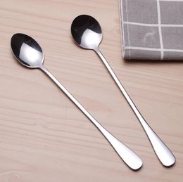 Stainless Steel Long Handle Spoon Coffee Latte Ice Cream Soda Sundae Cocktail Scoop Free Shipping SN1204