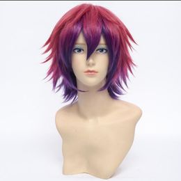 WIG No Game No Life Sora short red mix purple cosplay Anime Hair Full Wig &390