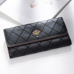 Factory wholesale women bag sweet love decorative leather long wallet small fresh plaid handbags street fashion embroidery hand wallets