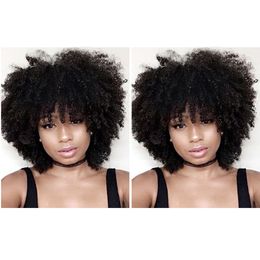 wholesale hairstyle brazilian Hair African Americ short cut kinky curly black wigs Simulation Human Hair curly full wig for ladies