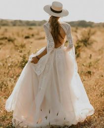 Long Sleeves Wedding Dresses Country Style A Line Bridal Gowns Plus Size 0 2 4 6 8 10 12 14 16 18 20