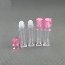 6.5ml Pink clear lip oil Bottle Roll On Empty Fragrance Perfume Essential Oil Bottles With Ball Roller F20171002