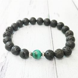 MG0494 Top Grade Malachite Energy Bracelet 8 mm Natural Lava Stacking Men`s Bracelet Balance Spirituality Mala Jewellery Wholesale