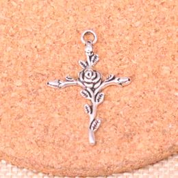 75pcs Charms cross flower branch 35*23mm Antique Making pendant fit,Vintage Tibetan Silver,DIY Handmade Jewellery