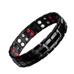 Trend Fashion New Stainless Steel Double Row Magnet Bracelet Black Bracelet For Men Be Used For Radiation Protection Charm Bracelets