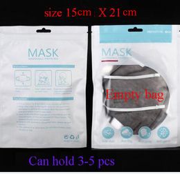 Top quality 1000pcs 13*25cm 15*21cm Zipper Plastic Opp Retail packaging bag for Disposable Face Mask 3 Layer Mask hang hole package bag