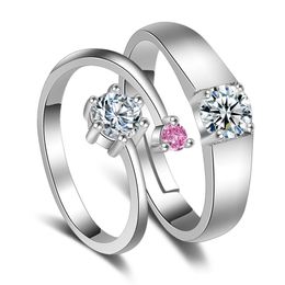 Adjustable Silver Rings Crystal Cubic Zirconia diamond engagement rings for women mens couple wedding gift fashion Jewellery