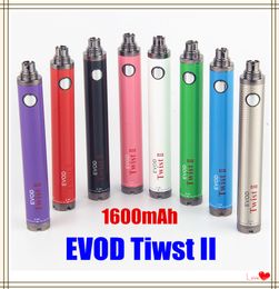 MOQ 2Pcs 1600mah EVOD Twist II Vape Pen 3.7V--4.8V Battery Variable Voltage For 510 thread Atomizer ETS protank 3