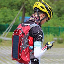 Men Cycling Bags Backpack Solar Powered 6.5W 5V Backpack Waterproof Laptop Daypacks Traveling Backpacks Shoulder Bag with 2L Water Bag